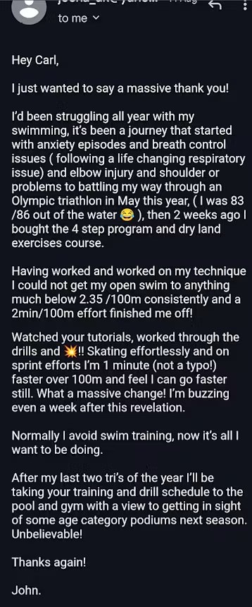 Swimmer testimonial