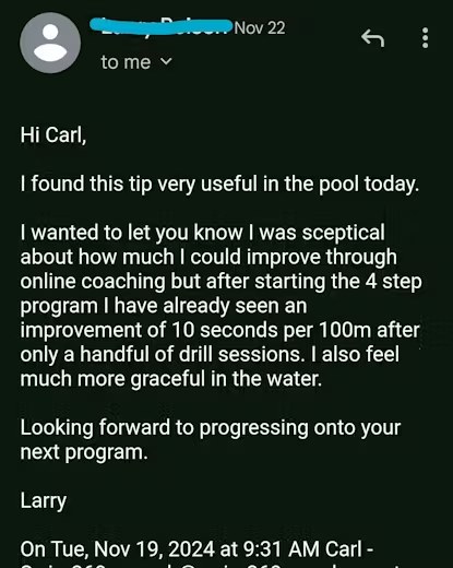Swimmer testimonial